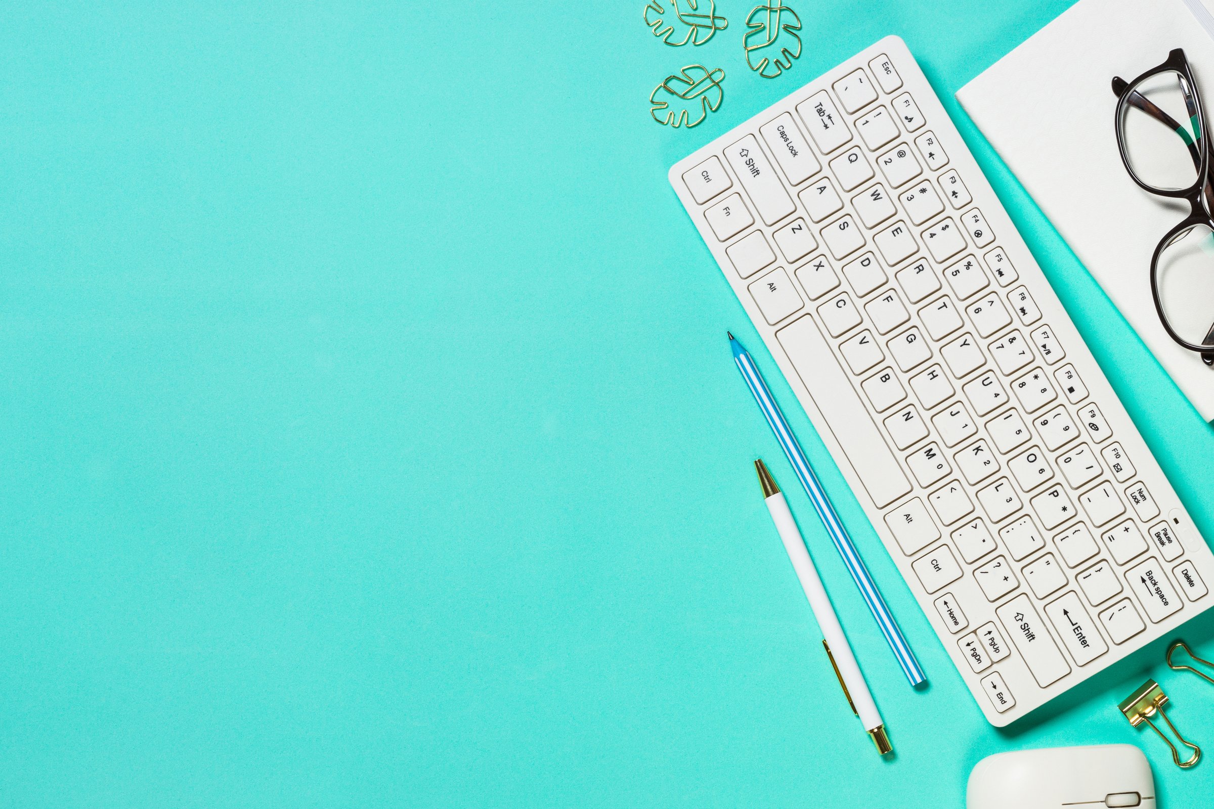 Teal Minimalist Desk Flatlay